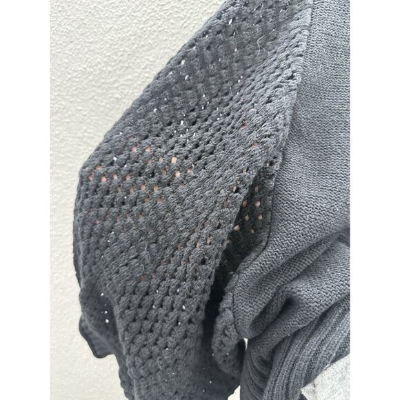 Heart-n-crush Womens Sweater Size Medium Black Open Knit Arms - Picture 7 of 14